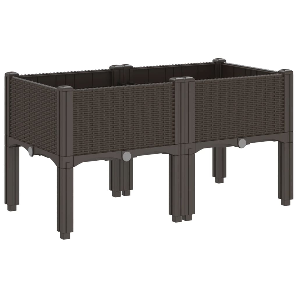 vidaXL Ζαρντινιέρα Κήπου με Πόδια Καφέ 80x40x42 εκ. Πολυπροπυλένιο