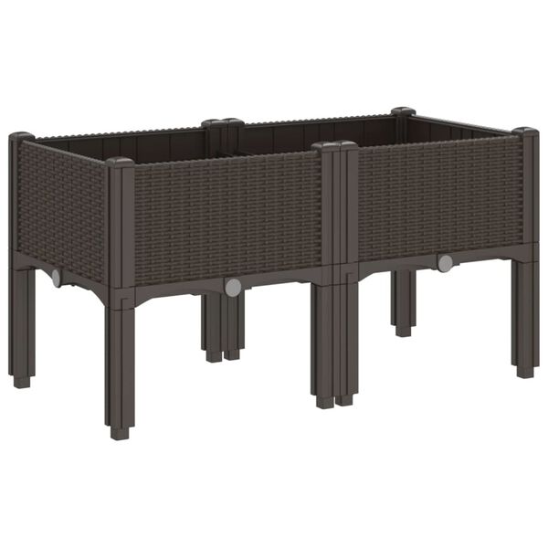vidaXL Ζαρντινιέρα Κήπου με Πόδια Καφέ 80x40x42 εκ. Πολυπροπυλένιο