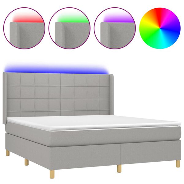 vidaXL &Kappa;&rho;&epsilon;&beta;ά&tau;&iota; Boxspring &mu;&epsilon; &Sigma;&tau;&rho;ώ&mu;&alpha; & LED &Alpha;&nu;.&Gamma;&kappa;&rho;&iota; 160x200&epsilon;&kappa;. &Upsilon;&phi;&alpha;&sigma;&mu;ά&tau;&iota;&nu;&omicron;