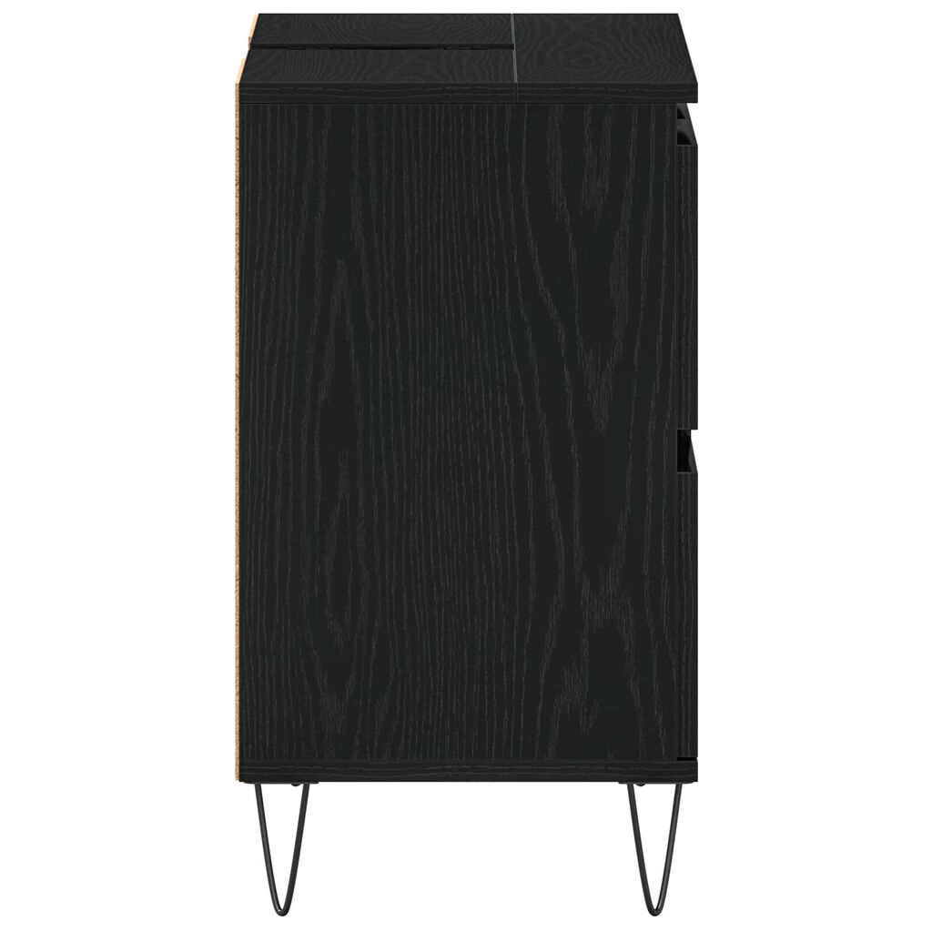 vidaXL Ντουλάπι Μπάνιου Μαύρη Δρυς 80x33x60 εκ Επεξεργασμένο Ξύλο