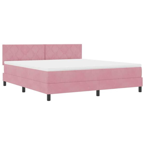 vidaXL Κρεβάτι με ελατήρια με στρώμα Ροζ 180 x 200 cm Βελούδο