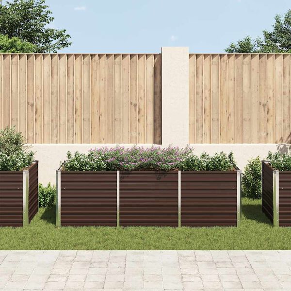 vidaXL Ζαρντινιέρα Υπερυψωμένη Καφέ 240x80x77 εκ. Γαλβανισμ. Χάλυβας