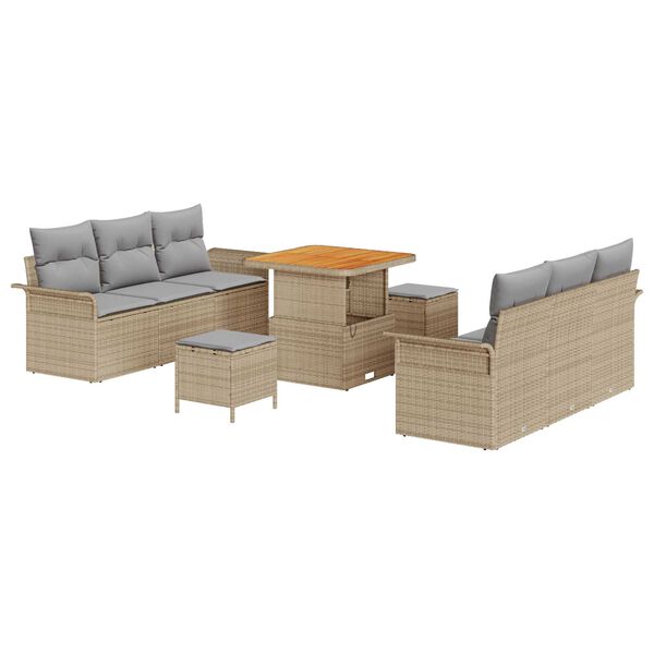 vidaXL Σετ Καναπέ Κήπου 9 pcs Μπέζ και Ανοιχτό Γκρι 80 x 80 x 71 cm