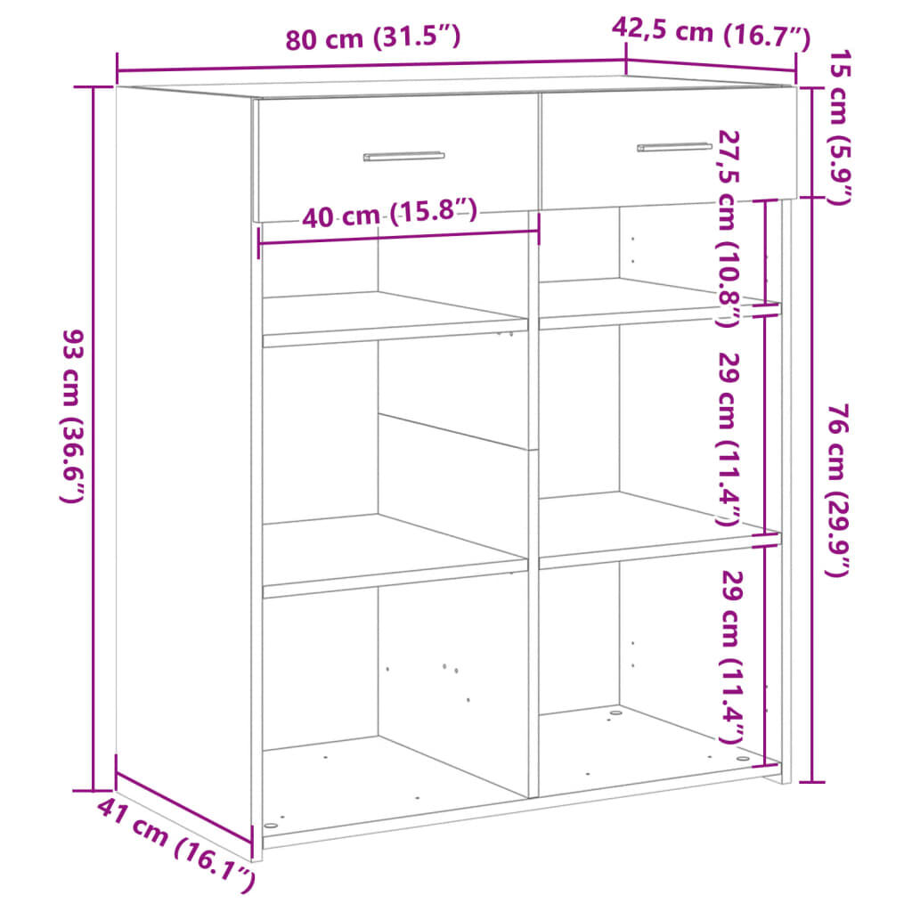 vidaXL Ντουλάπι Γκρι Sonoma 80x42,5x93 εκ. από Επεξεργασμένο Ξύλο