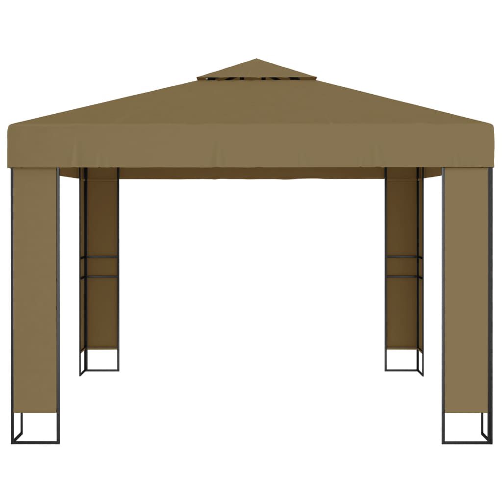 vidaXL Κιόσκι με Διπλή Οροφή και Φωτάκια LED Taupe 3 x 3 x 2,7 μ.