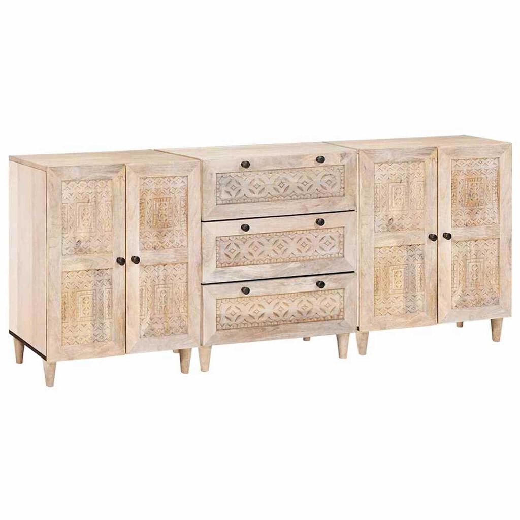 vidaXL Πλαϊνό γραφείο 3 pcs Λευκό 60 x 33 x 75 cm Μασίφ ξύλο μάνγκο