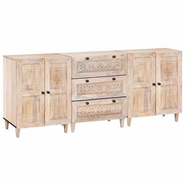 vidaXL Πλαϊνό γραφείο 3 pcs Λευκό 60 x 33 x 75 cm Μασίφ ξύλο μάνγκο