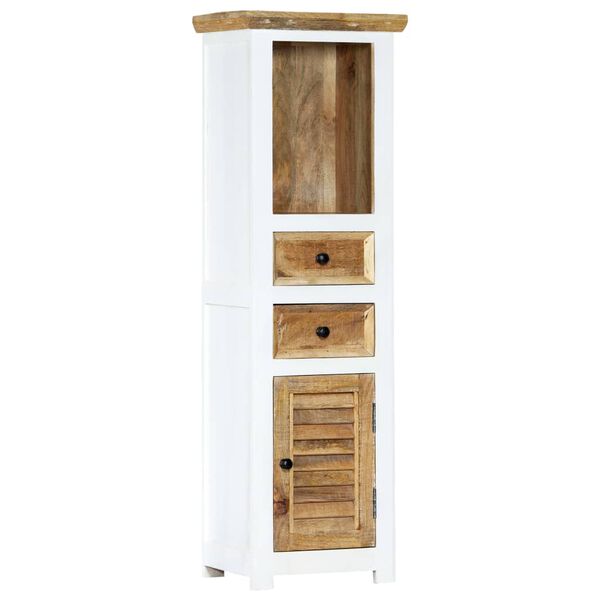 vidaXL Έπιπλο Αποθήκευσης Λευκό/Καφέ 40x30x128 εκ Ακατέργ. Ξύλο Μάνγκο