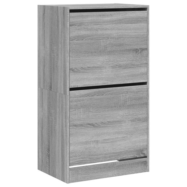 vidaXL Παπουτσοθήκη με 2 Ανακλ. Συρτάρια Γκρι Sonoma 60x42x108 εκ.