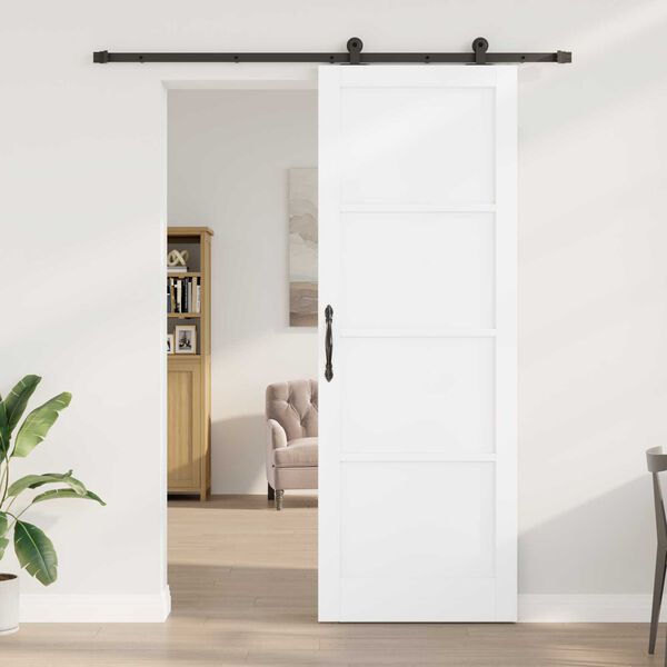 vidaXL Σετ Συρόμενης Πόρτας Λευκό και μαύρο 83 x 232 εκ.
