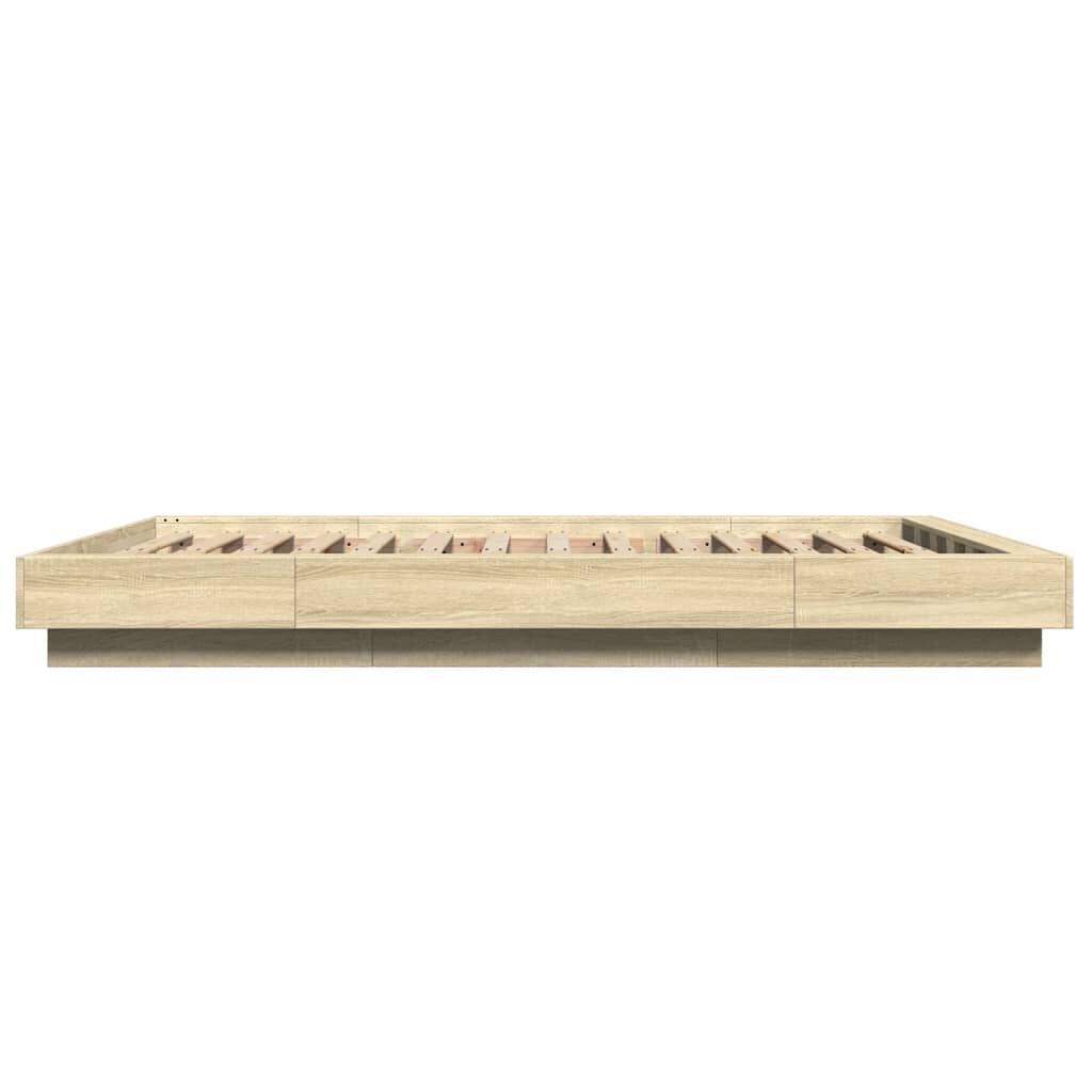 vidaXL Πλαίσιο Κρεβατιού με Φώτα LED Sonoma Δρυς 140x200εκ. Επεξ. Ξύλο