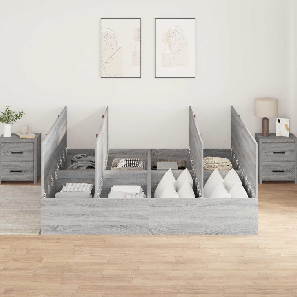 vidaXL Κρεβάτι αποθήκευσης γκρι Sonoma 180x200 εκ.