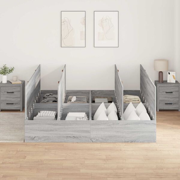 vidaXL Κρεβάτι αποθήκευσης γκρι Sonoma 180x200 εκ.