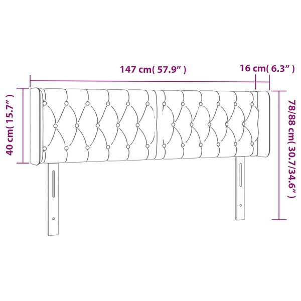 vidaXL Κεφαλάρι Κρεβατιού LED Σκούρο Γκρι 147x16x78/88 εκ. Βελούδινο