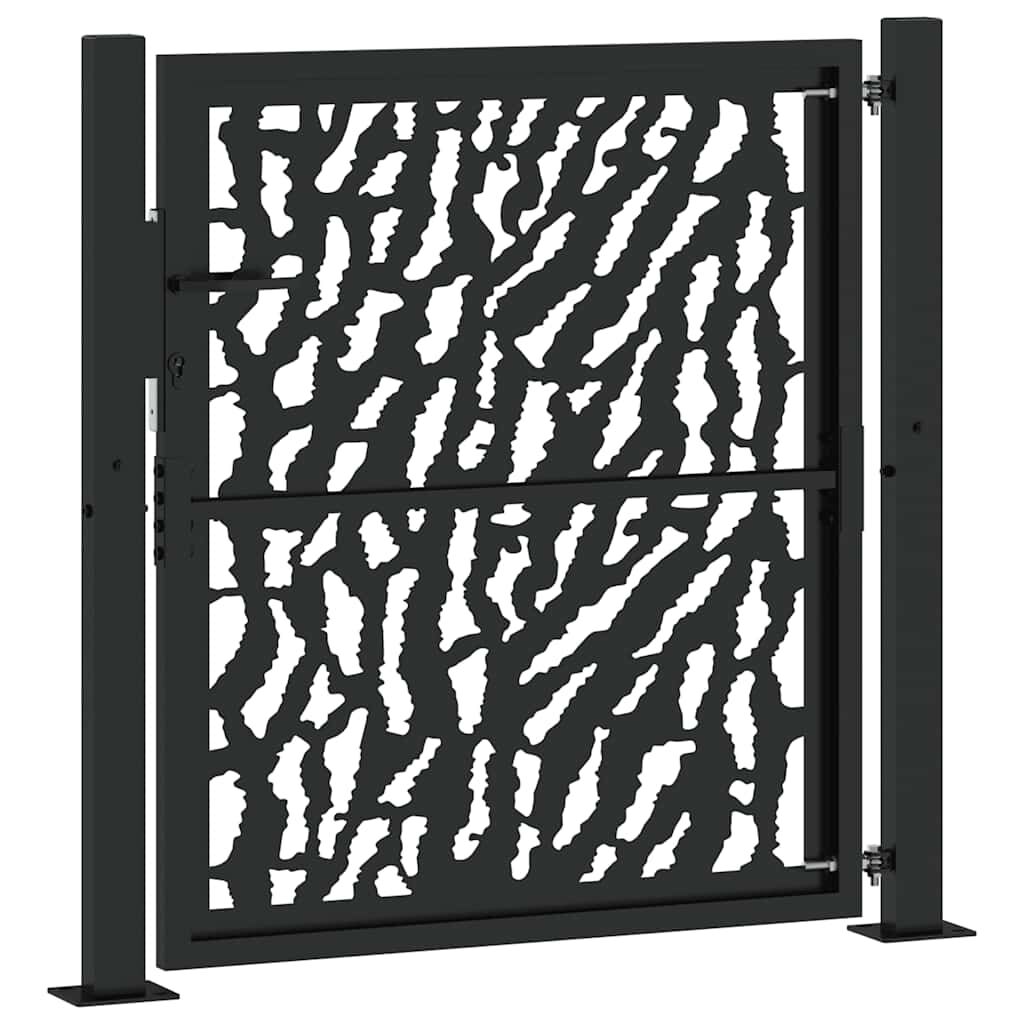 vidaXL Πύλη κήπου Μαύρη 105x106 cm Ατσάλινο ίχνος σχεδιασμού