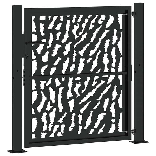 vidaXL Πύλη κήπου Μαύρη 105x106 cm Ατσάλινο ίχνος σχεδιασμού
