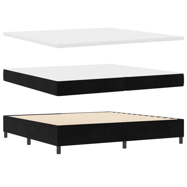 κρεβάτι Box Spring vidaXL με στρώμα Μαύρο 200x200 εκ Βελούδο