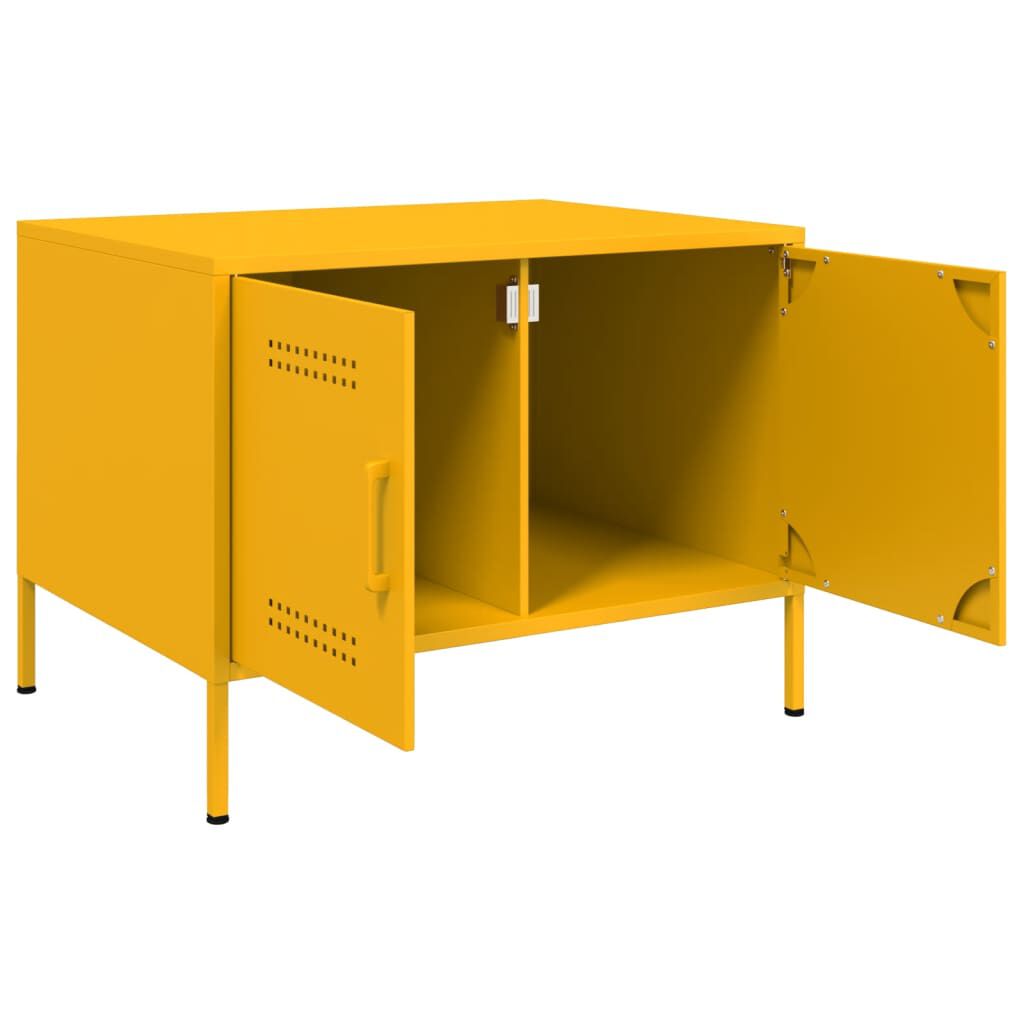 vidaXL Τραπέζι Κήπου Κίτρινο Μουσταρδί 68x50x50,5 εκ. Ατσάλινο