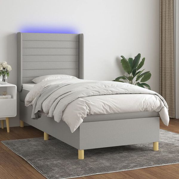 vidaXL &Kappa;&rho;&epsilon;&beta;ά&tau;&iota; Boxspring &mu;&epsilon; &Sigma;&tau;&rho;ώ&mu;&alpha; & LED &Alpha;&nu;.&Gamma;&kappa;&rho;&iota; 90x200 &epsilon;&kappa;. &Upsilon;&phi;&alpha;&sigma;&mu;ά&tau;&iota;&nu;&omicron;
