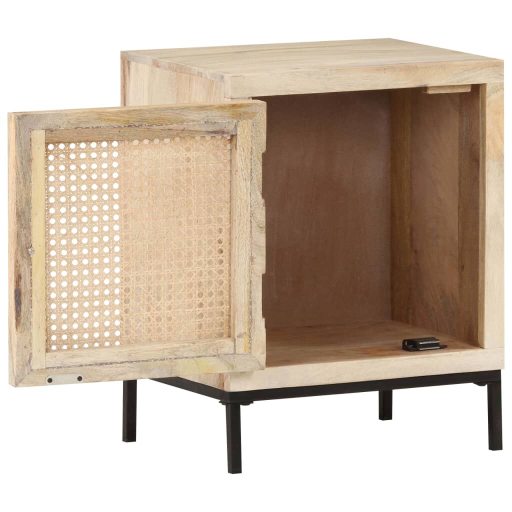 vidaXL Κομοδίνο 40 x 30 x 50 εκ. Μασίφ Ξύλο Μάνγκο/Φυσικό Ζαχαροκάλαμο
