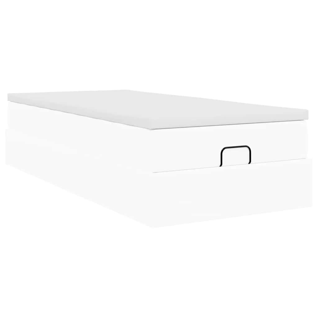 vidaXL Οθωμανικό κρεβάτι με στρώμα Λευκό 90x200cm Faux Leather
