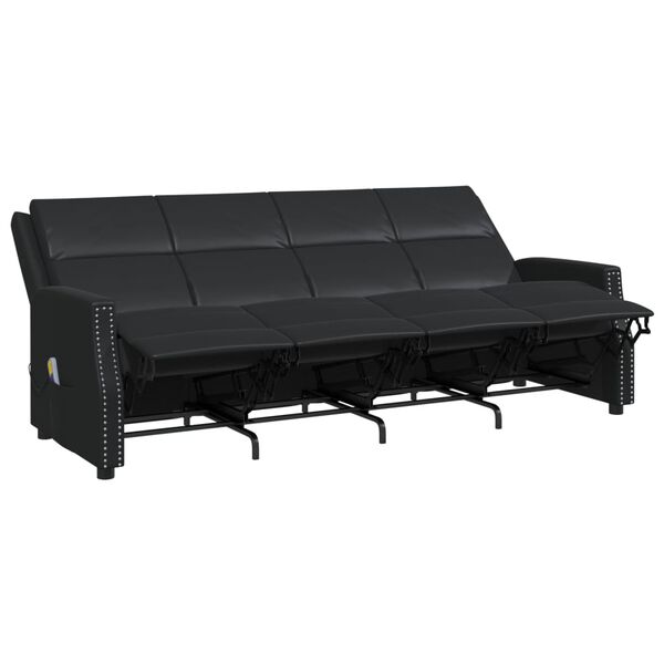 vidaXL Πολυθρόνα Μασάζ Ανακλινόμενη 4 Θέσεων Μαύρη από Συνθετικό Δέρμα