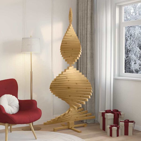 vidaXL Χριστουγεννιάτικα Δέντρα με βάση Καφέ 210 cm Μασίφ ξύλο πεύκου