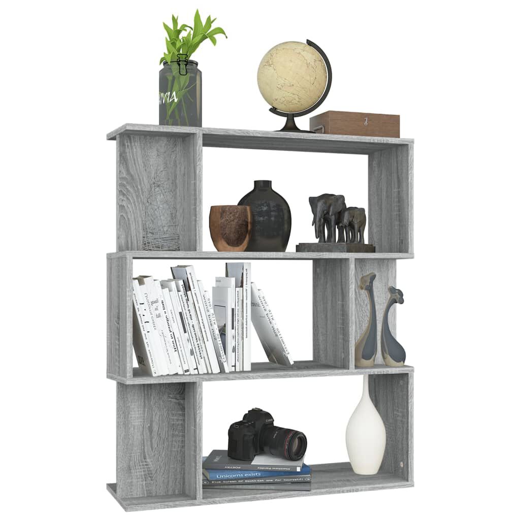 vidaXL Βιβλιοθήκη/Διαχωρ. Χώρου Γκρι Sonoma 80x24x96 εκ. Επεξεργ. Ξύλο