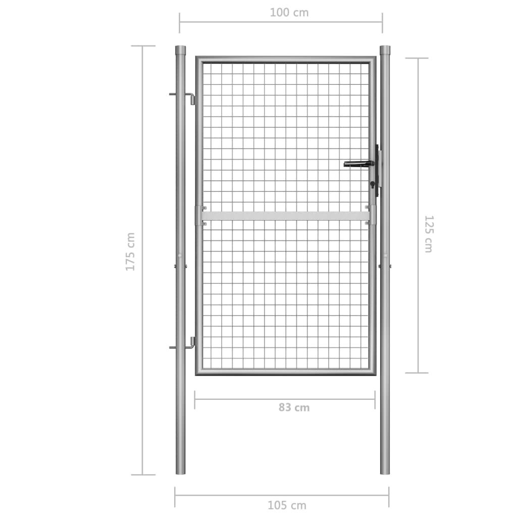 vidaXL Πόρτα Περίφραξης Ασημί 105 x 175 εκ. από Γαλβανισμένο Χάλυβα