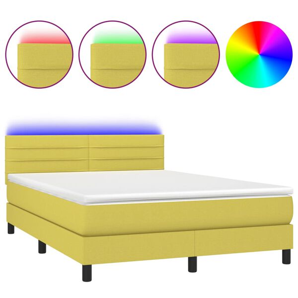 vidaXL &Kappa;&rho;&epsilon;&beta;ά&tau;&iota; Boxspring &mu;&epsilon; &Sigma;&tau;&rho;ώ&mu;&alpha; & LED &Pi;&rho;ά&sigma;&iota;&nu;&omicron; 140x190 &epsilon;&kappa; &Upsilon;&phi;&alpha;&sigma;&mu;ά&tau;&iota;&nu;&omicron;