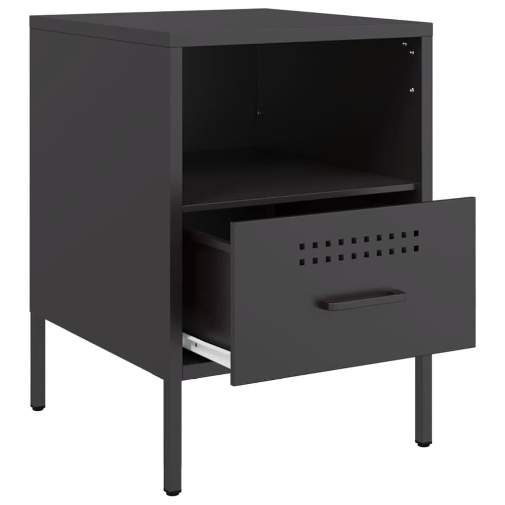 vidaXL Κομοδίνο Μαύρο 36x39x50,5 εκ. από Χάλυβα