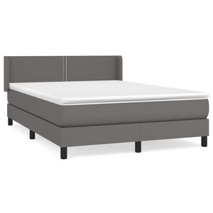 vidaXL Κρεβάτι Boxspring με Στρώμα Γκρι 140x190εκ. από Συνθετικό Δέρμα