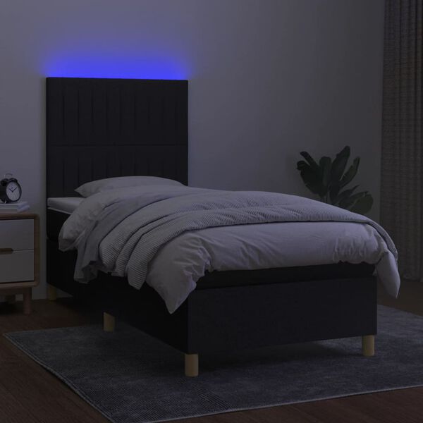 vidaXL &Kappa;&rho;&epsilon;&beta;ά&tau;&iota; Boxspring &mu;&epsilon; &Sigma;&tau;&rho;ώ&mu;&alpha; & LED &Mu;&alpha;ύ&rho;&omicron; 80x200 &epsilon;&kappa;. &Upsilon;&phi;&alpha;&sigma;&mu;ά&tau;&iota;&nu;&omicron;