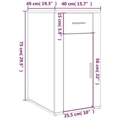 vidaXL Ντουλάπι Γραφείου Μαύρο 40 x 49 x 75 εκ. από Επεξεργασμένο Ξύλο