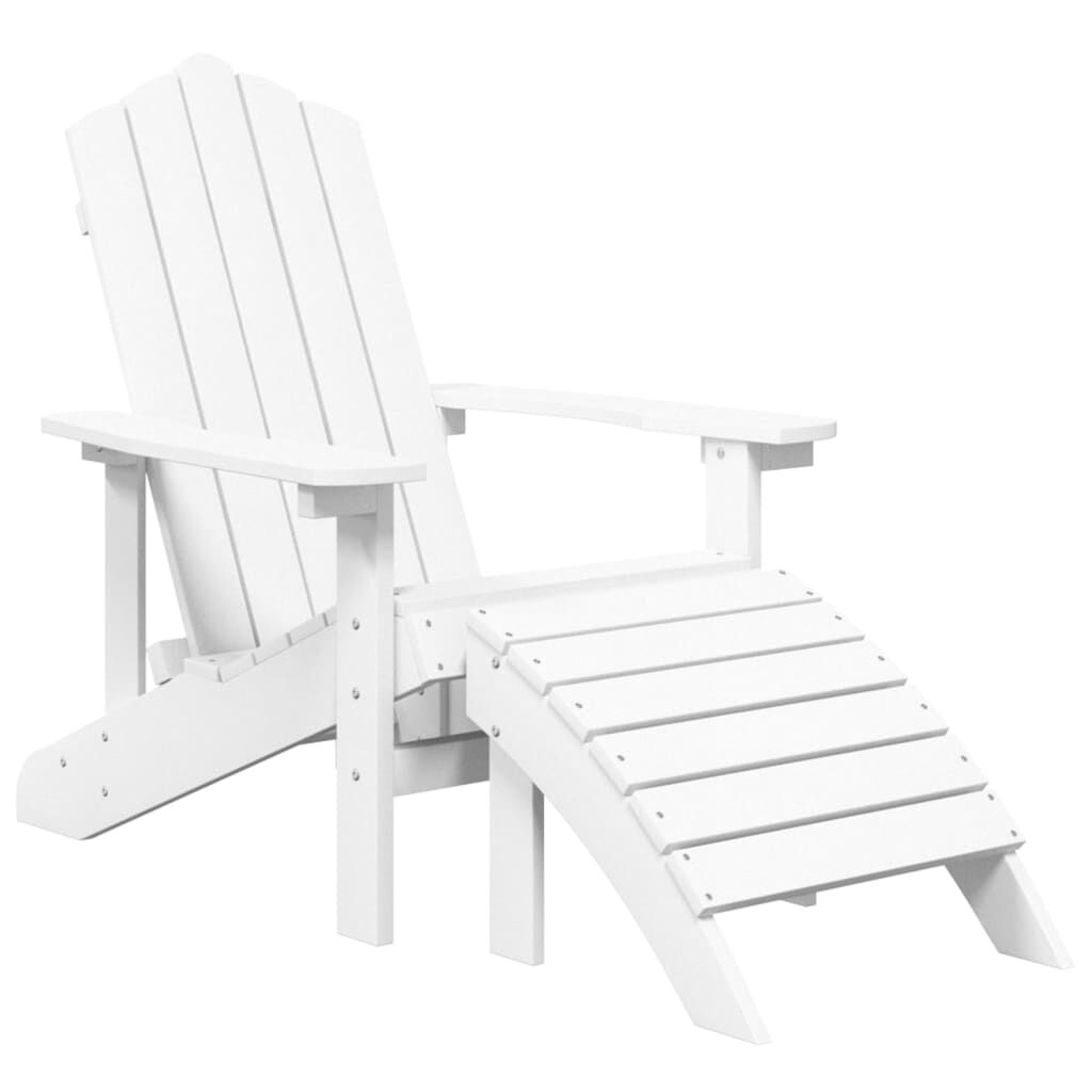vidaXL Καρέκλα Κήπου Adirondack με Υποπόδιο Λευκή από HDPE