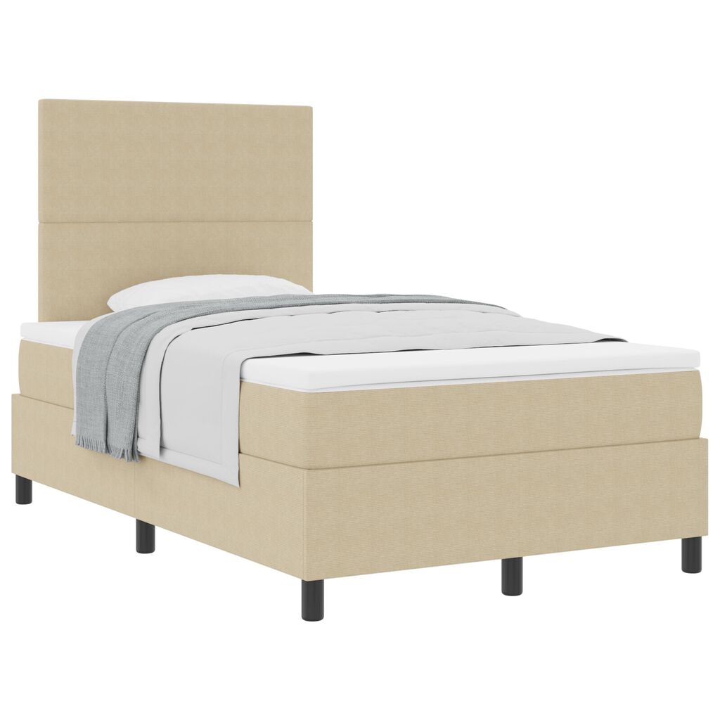 vidaXL Κρεβάτι Box Spring με Στρώμα Ανοιχτό Πράσινο Γκρι Μικρό Διπλό Ύφασμα Κοτλέ