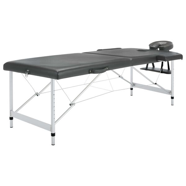 vidaXL Κρεβάτι Μασάζ 2 Θέσεων Ανθρακί 186x68 εκ. με Σκελετό Αλουμινίου
