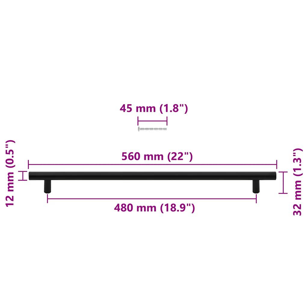 vidaXL Λαβές Ντουλαπιών 5 τεμ. Μαύρες 480 χιλ. από Ανοξείδωτο Ατσάλι