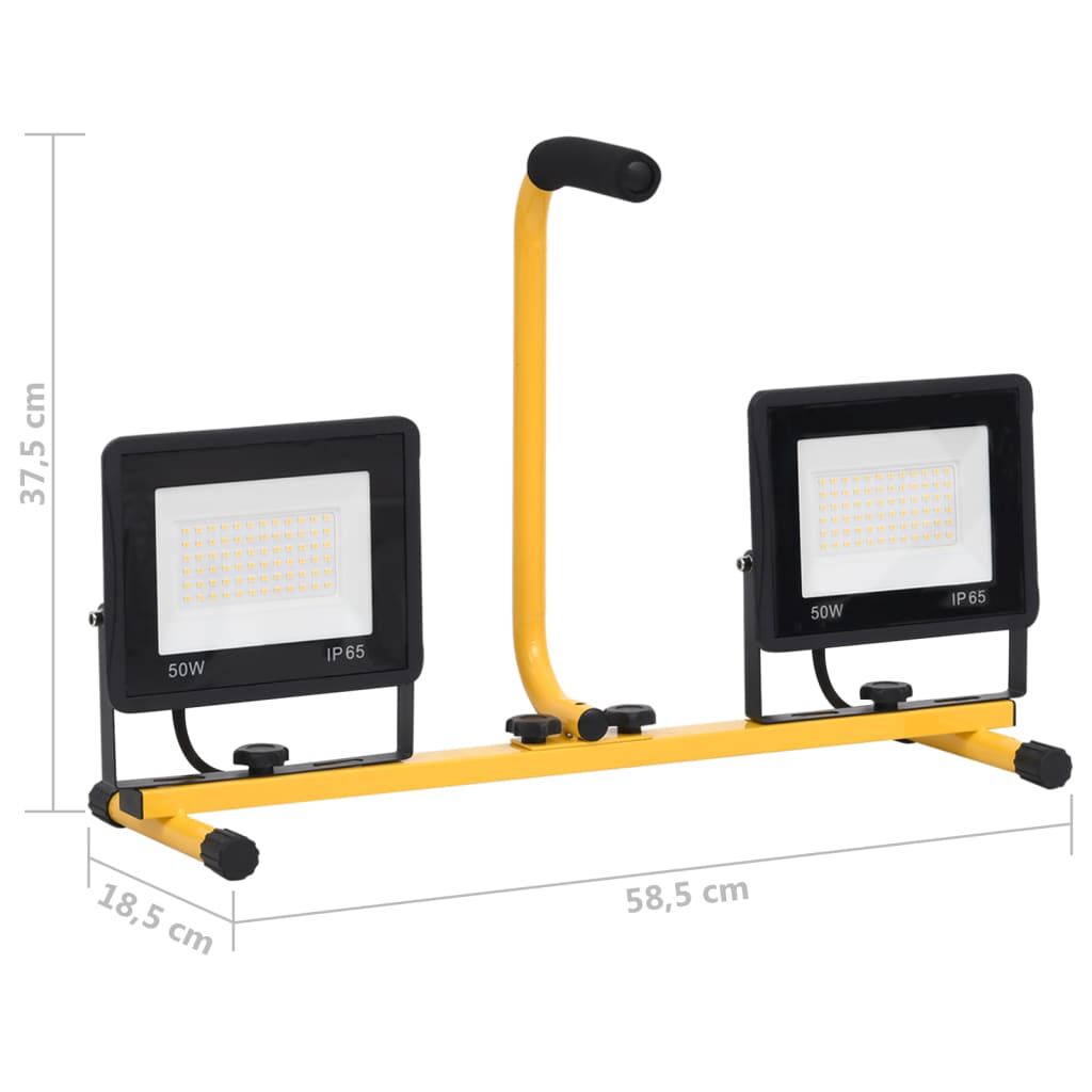 vidaXL Προβολέας LED με Λαβή Θερμό Λευκό 2 x 50 W