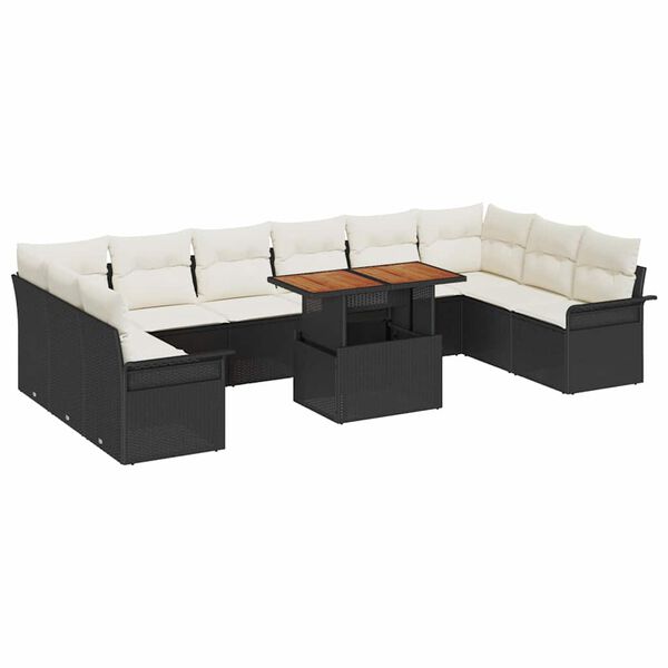 vidaXL Σετ Καναπέ Κήπου 11 pcs Μαύρο και κρεμ 100 x 55 x 73 εκ