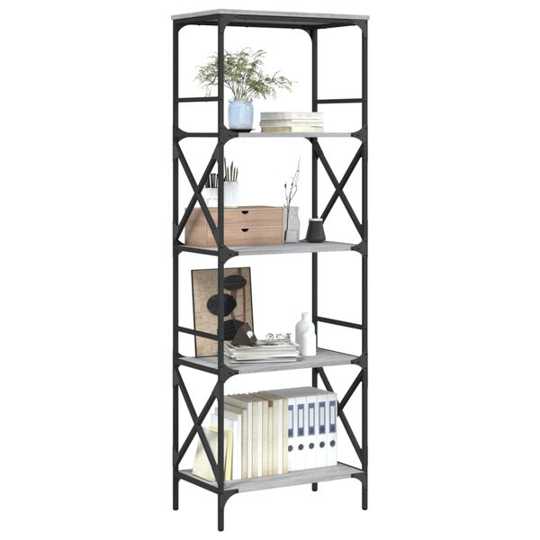 vidaXL Βιβλιοθήκη 5 Επιπέδων Γκρι Sonoma 59 x 35 x 171 εκ. Επεξ. Ξύλο