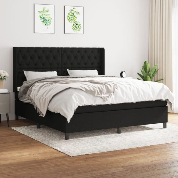 vidaXL &Kappa;&rho;&epsilon;&beta;ά&tau;&iota; Boxspring &mu;&epsilon; &Sigma;&tau;&rho;ώ&mu;&alpha; &Mu;&alpha;ύ&rho;&omicron; 160x200 &epsilon;&kappa;. &Upsilon;&phi;&alpha;&sigma;&mu;ά&tau;&iota;&nu;&omicron;