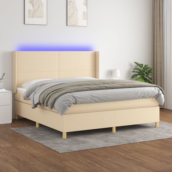 vidaXL &Kappa;&rho;&epsilon;&beta;ά&tau;&iota; Boxspring &mu;&epsilon; &Sigma;&tau;&rho;ώ&mu;&alpha; & LED &Kappa;&rho;&epsilon;&mu; 180x200 &epsilon;&kappa;. &Upsilon;&phi;&alpha;&sigma;&mu;ά&tau;&iota;&nu;&omicron;