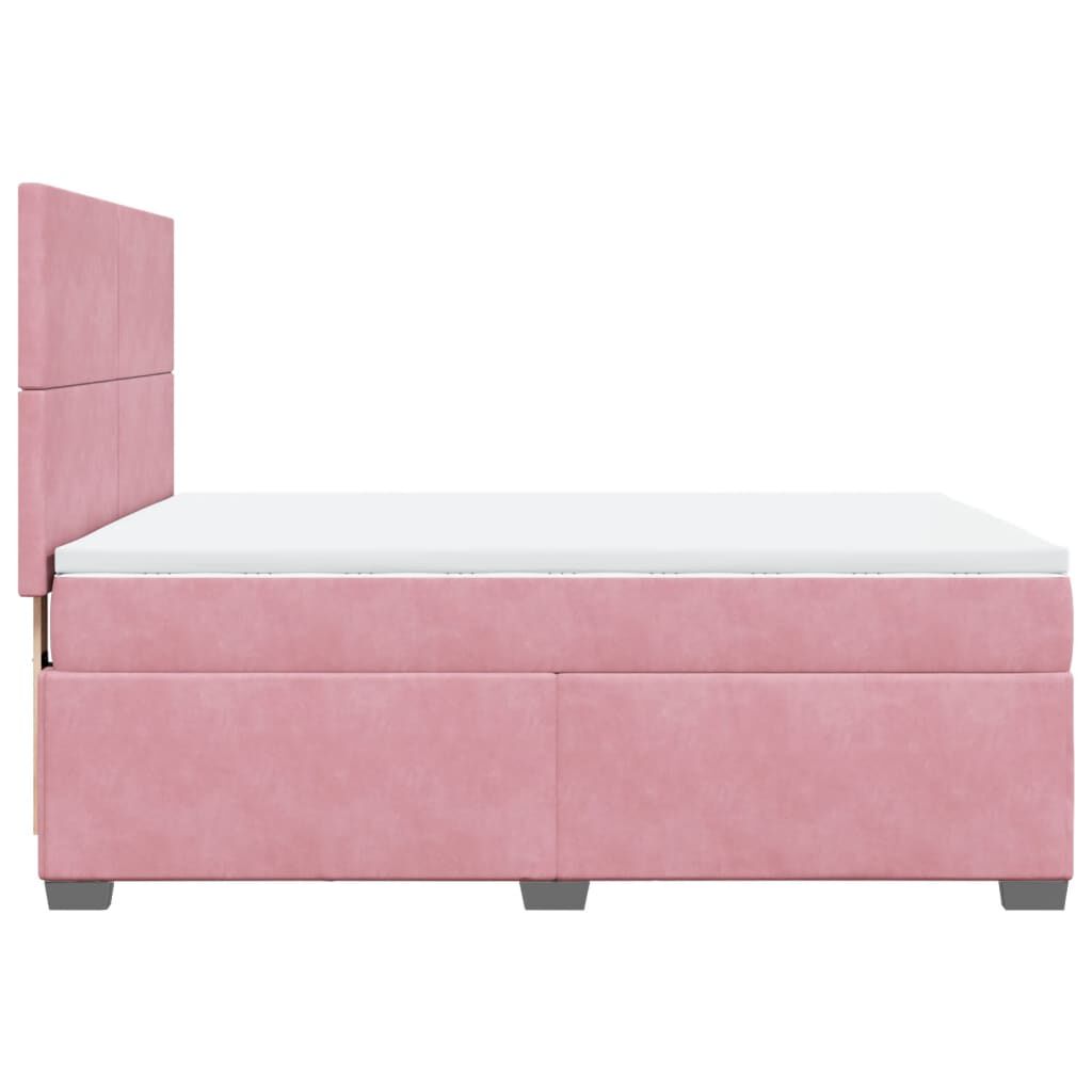 vidaXL Κρεβάτι Boxspring με Στρώμα Ροζ 140x190 εκ. Βελούδινο