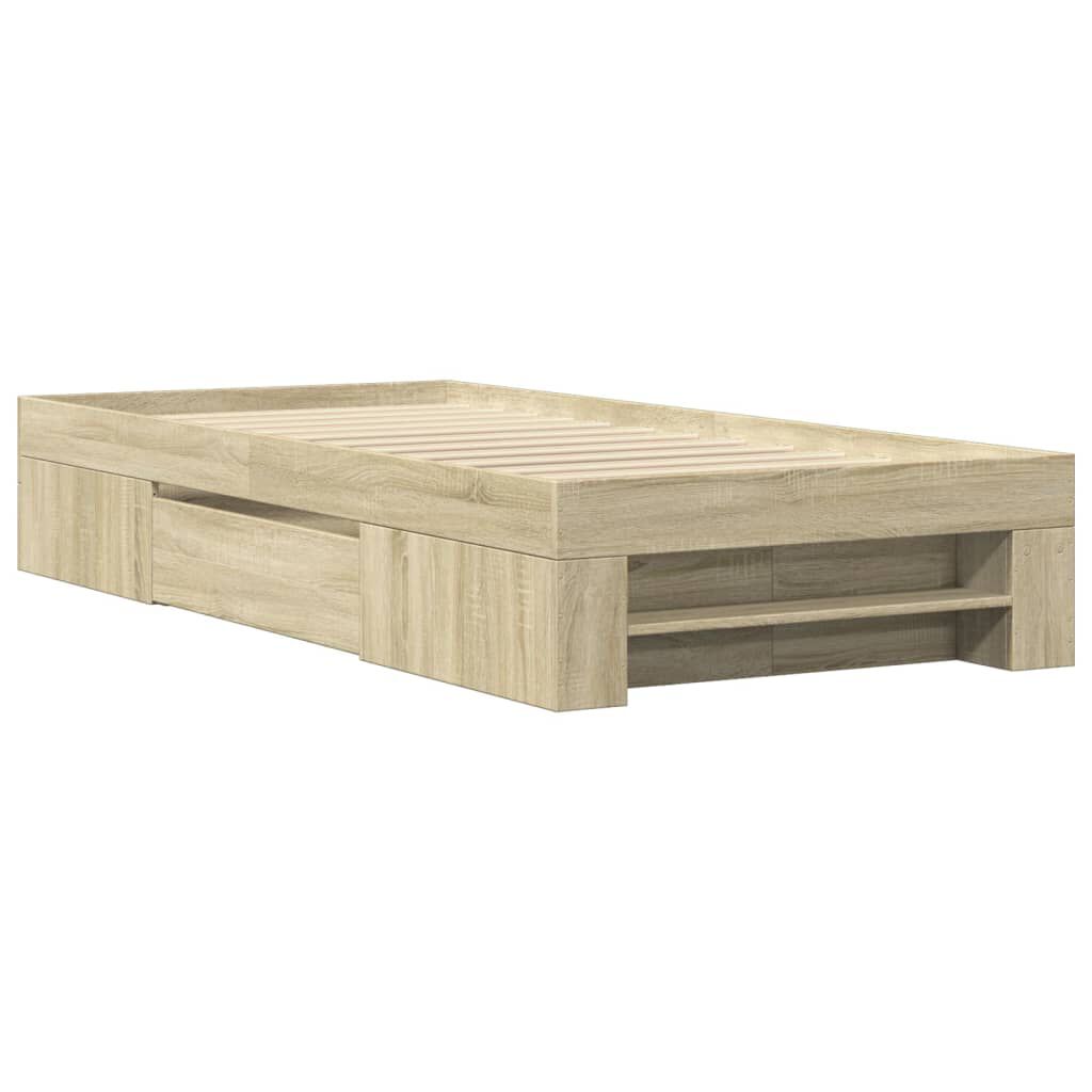 vidaXL Πλαίσιο Κρεβ. Χωρ. Στρώμα Sonoma Δρυς 90 x 190 εκ. Επεξ. Ξύλο