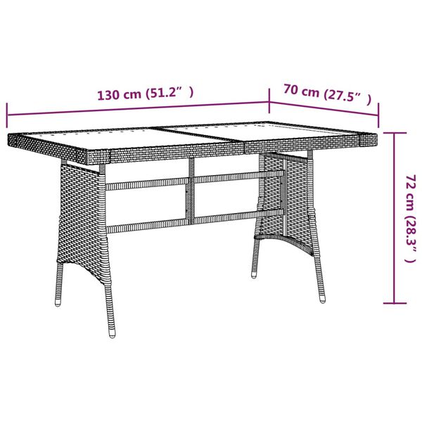 vidaXL Τραπέζι Κήπου Μαύρο 130x70x72 εκ. Συνθετικό Ρατάν/Ξύλο Ακακίας