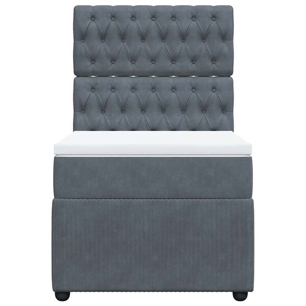 vidaXL Κρεβάτι Boxspring με Στρώμα Σκούρο Γκρι 90x200 εκ. Βελούδινο