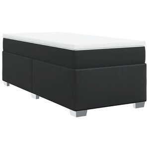 vidaXL Κρεβάτι Boxspring με Στρώμα Μαύρο 80 x 200 εκ. Συνθετικό Δέρμα