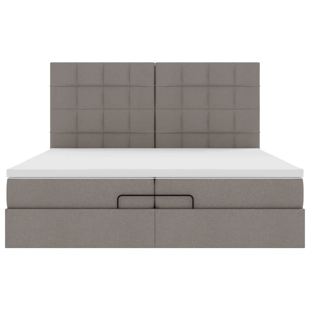 vidaXL Οθωμανικό κρεβάτι με στρώματα Taupe 200x200cm ύφασμα