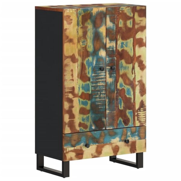 vidaXL Ντουλάπι Ψηλό με Συρτάρι 60x33x100 εκ. Μασίφ Αν. Ξύλο &Σίδερο